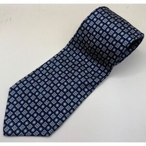 Polo Ralph Lauren 100% Silk Geometric Print Tie Mens Navy Blue 58"